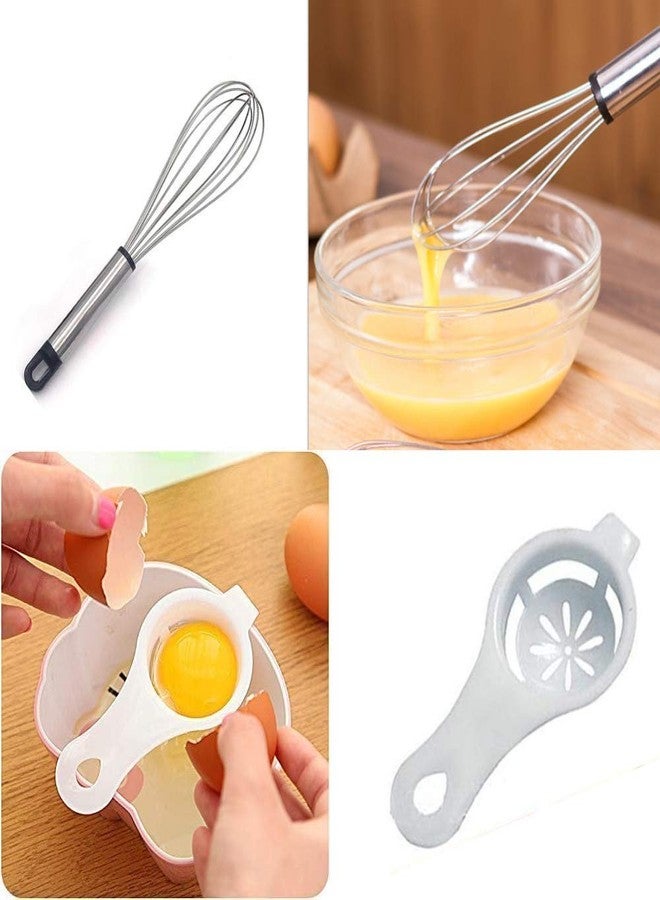 CONNECTWIDE STORE77 2Pcs Pack: Plastic Egg Yolk Separator, Stainless Steel Egg, Milk Frother Whisk Blender Tool, Long Handled Separator Divider, Separate Protein and Egg Yolk, for Cooking Baking - Image 1